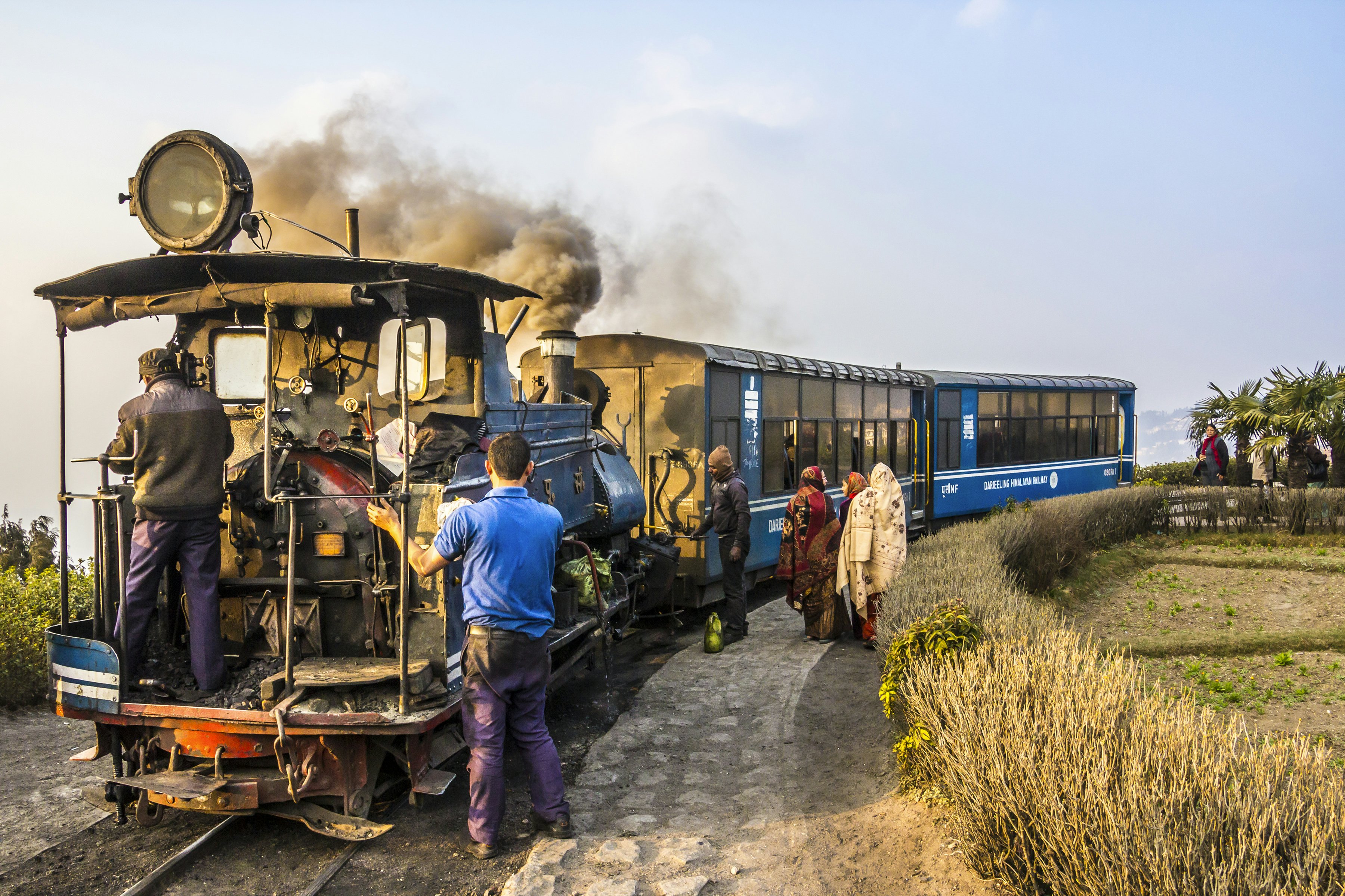 A train on the Darjeeling Himalayan Railway near Darjeeling.