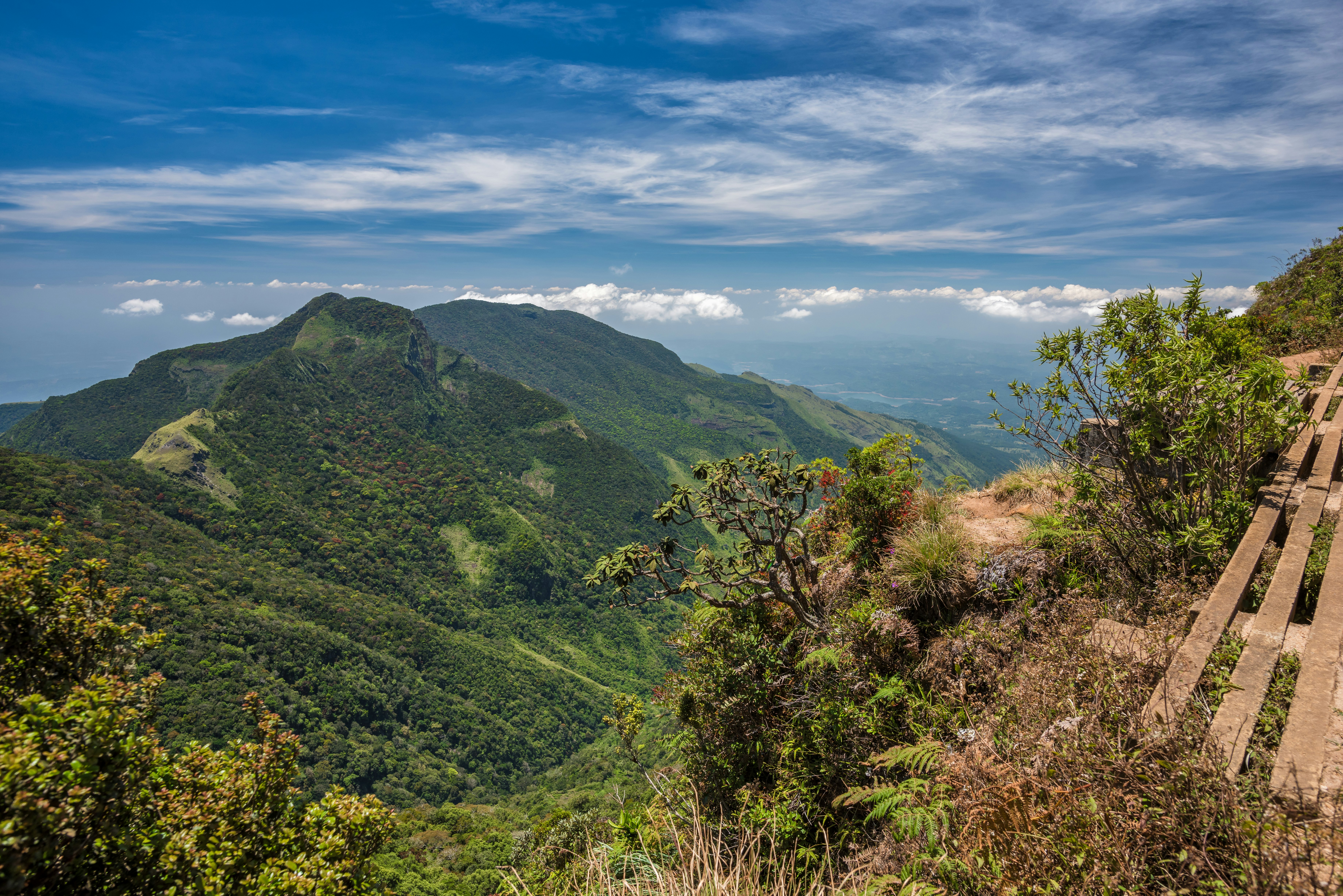 Mountains and the valley from World's End in Horton Plains National Park, Sri Lanka