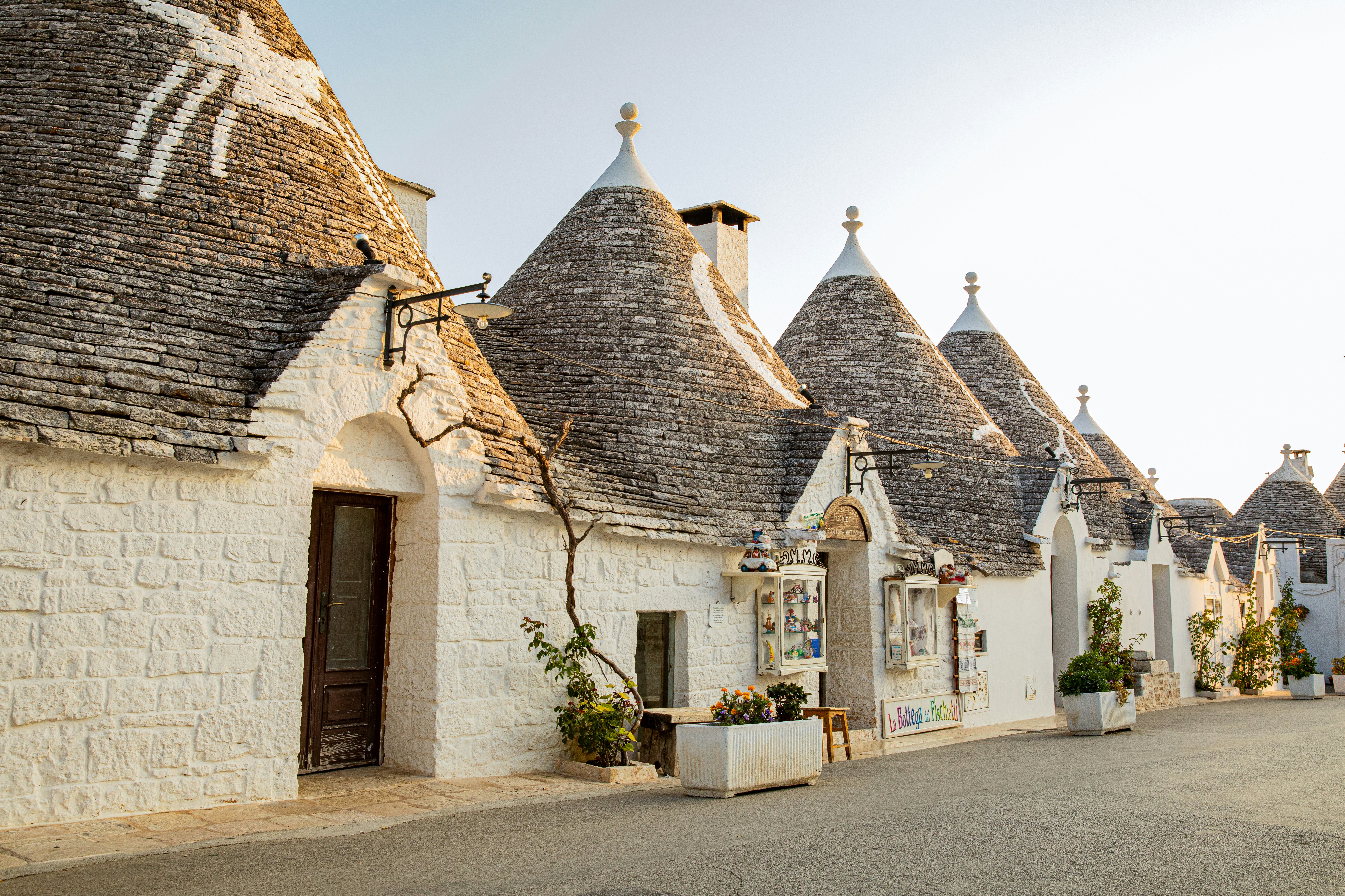 Street scene of truly houses in Alberobello, Italy