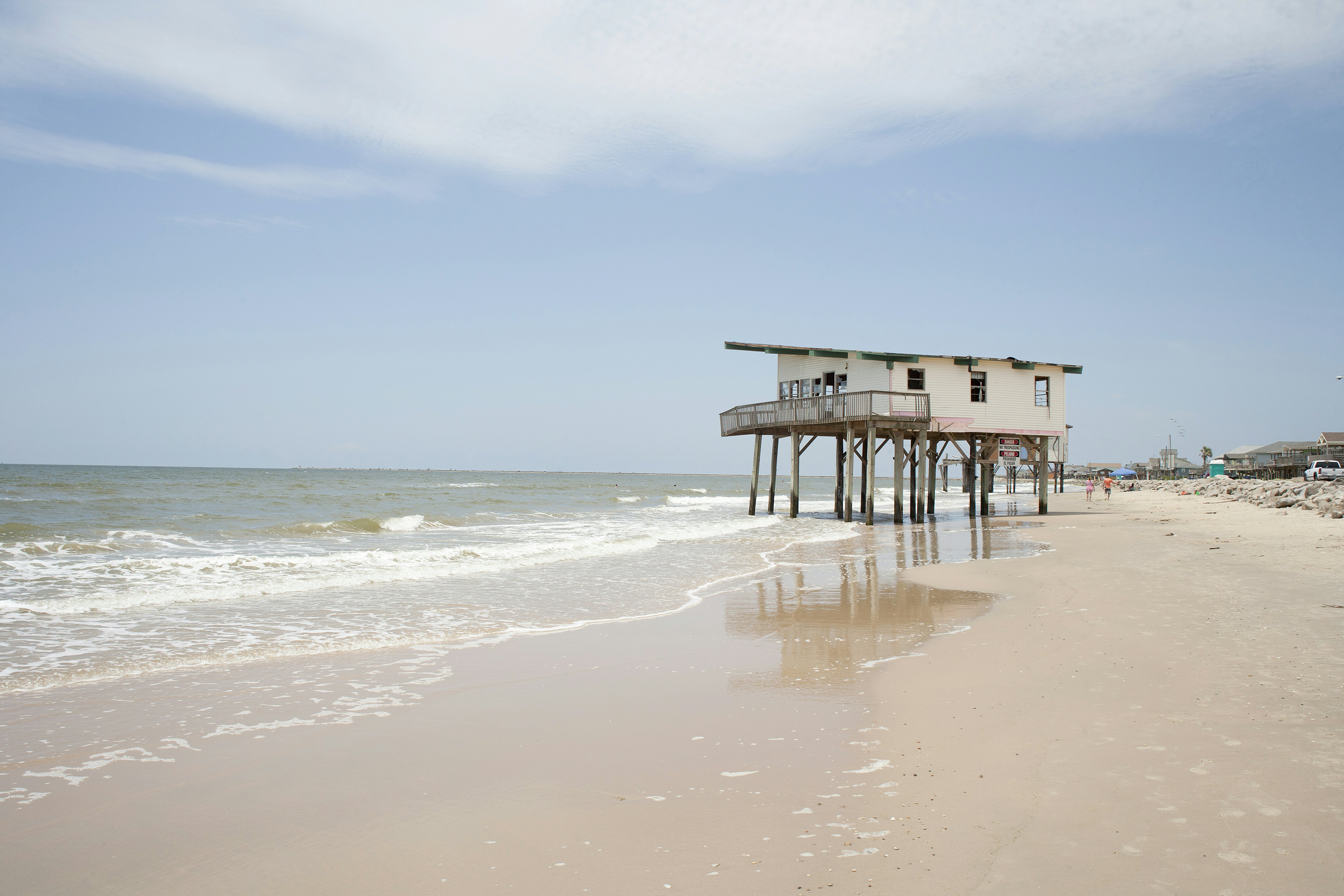 Ruined Beach house in the surf line from global warming.