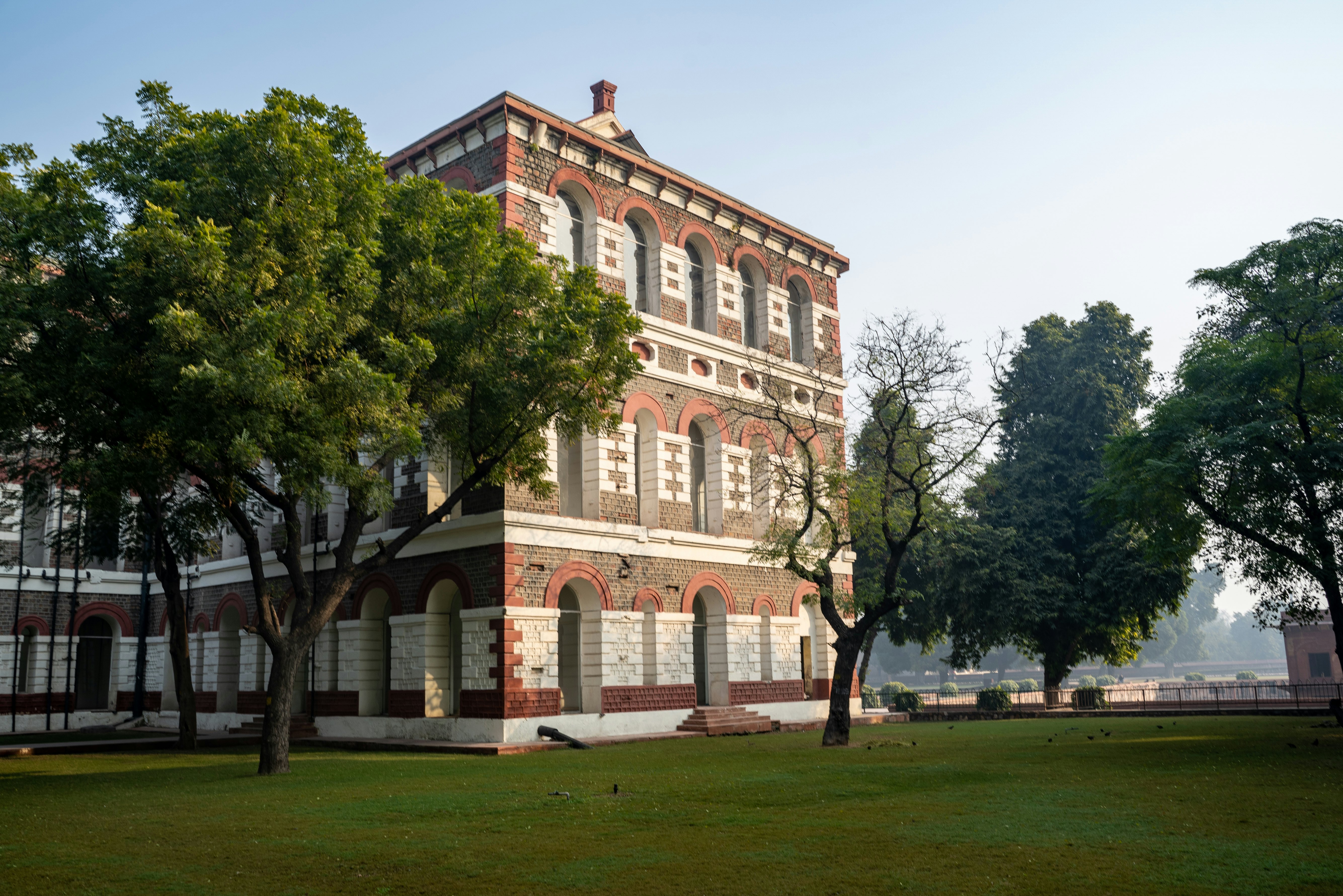 Former British barracks inside of the ancient Red Fort in Delhi, India.